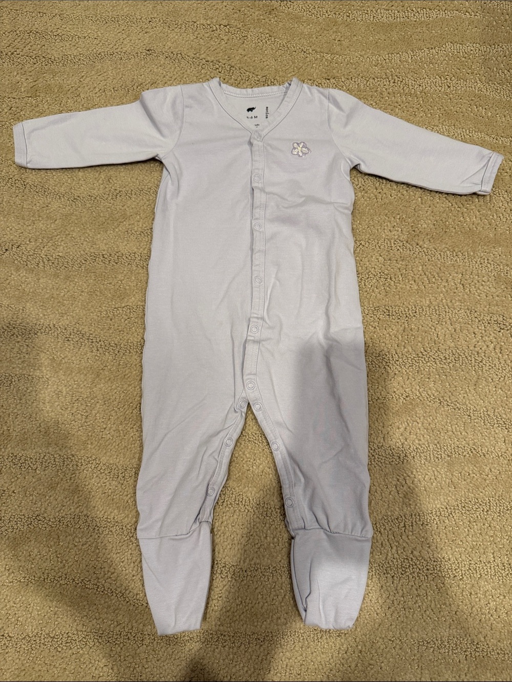 Baby Footed One-Piece in Light Lavender with Clover Accent